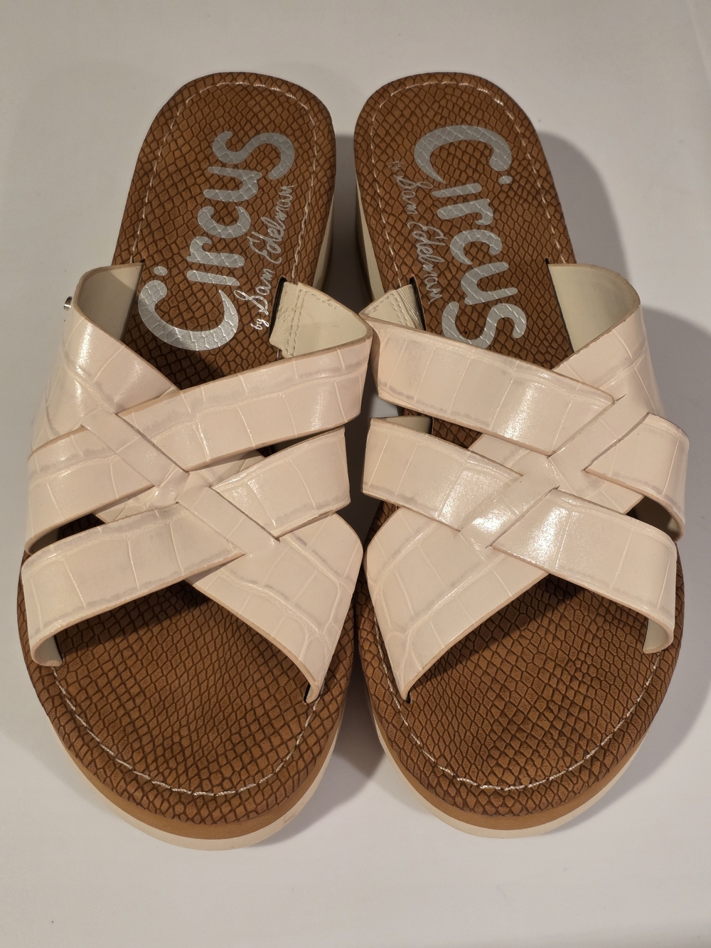 Circus by Sam Edelman Womens Cream Woven Slide Sandals
